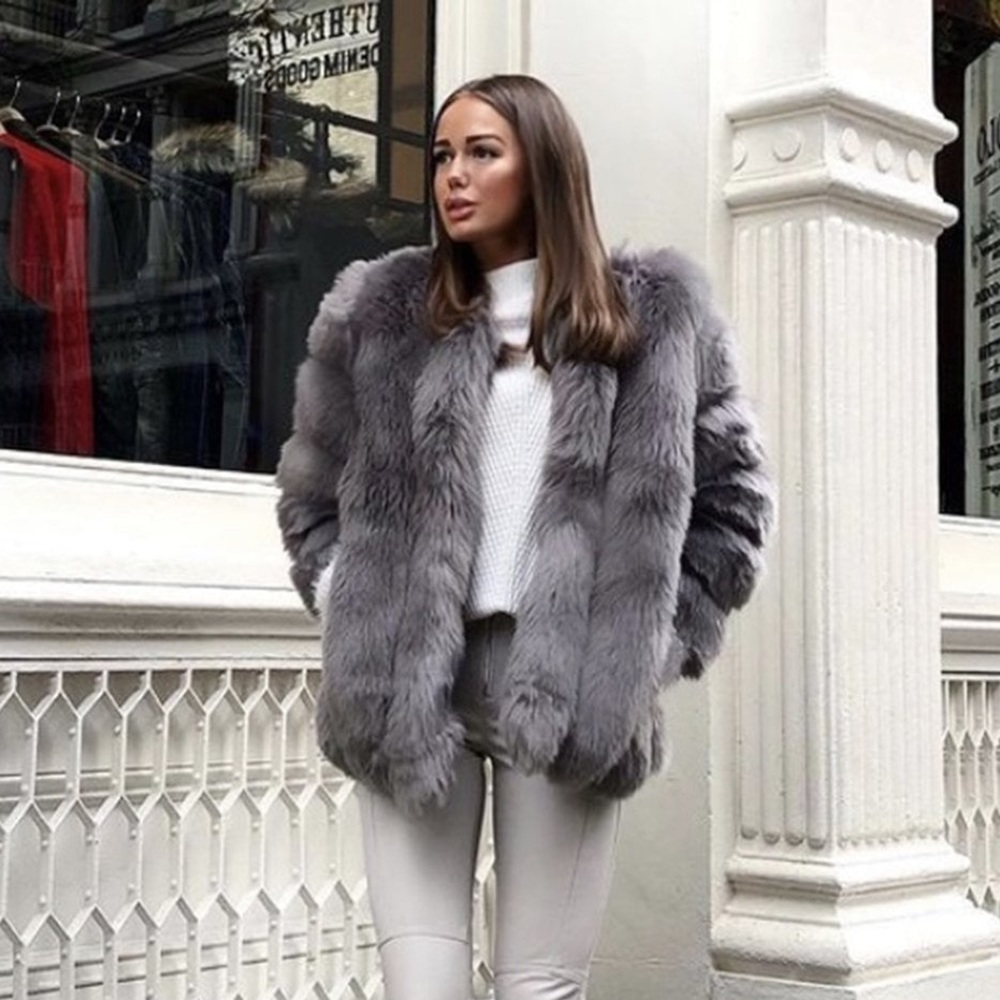 NWT Jayley Grey Faux Fur Coat